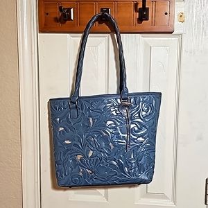 Patricia Nash Leather Cutout Adeline Tote Safflower Blue Womens Handbags